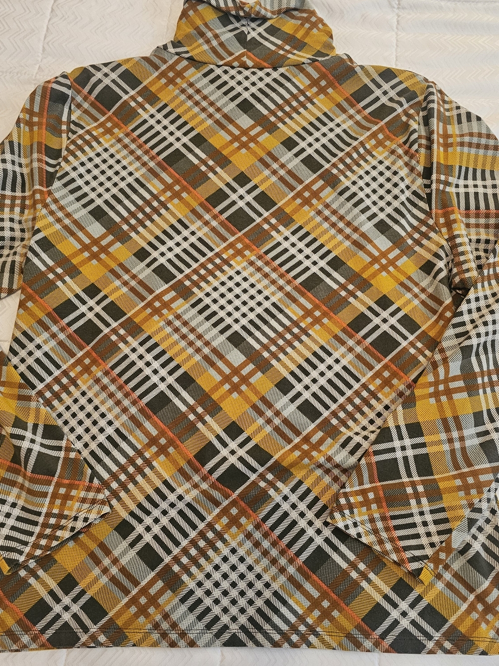 Talbots Plaid Turtleneck Top in Mustard, Brown, Cream, and Green - Picture 3 of 3